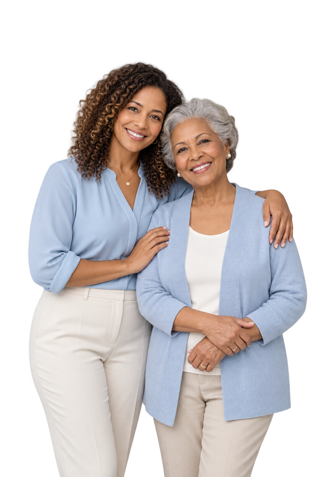 Illustrative adult daughter and older mother